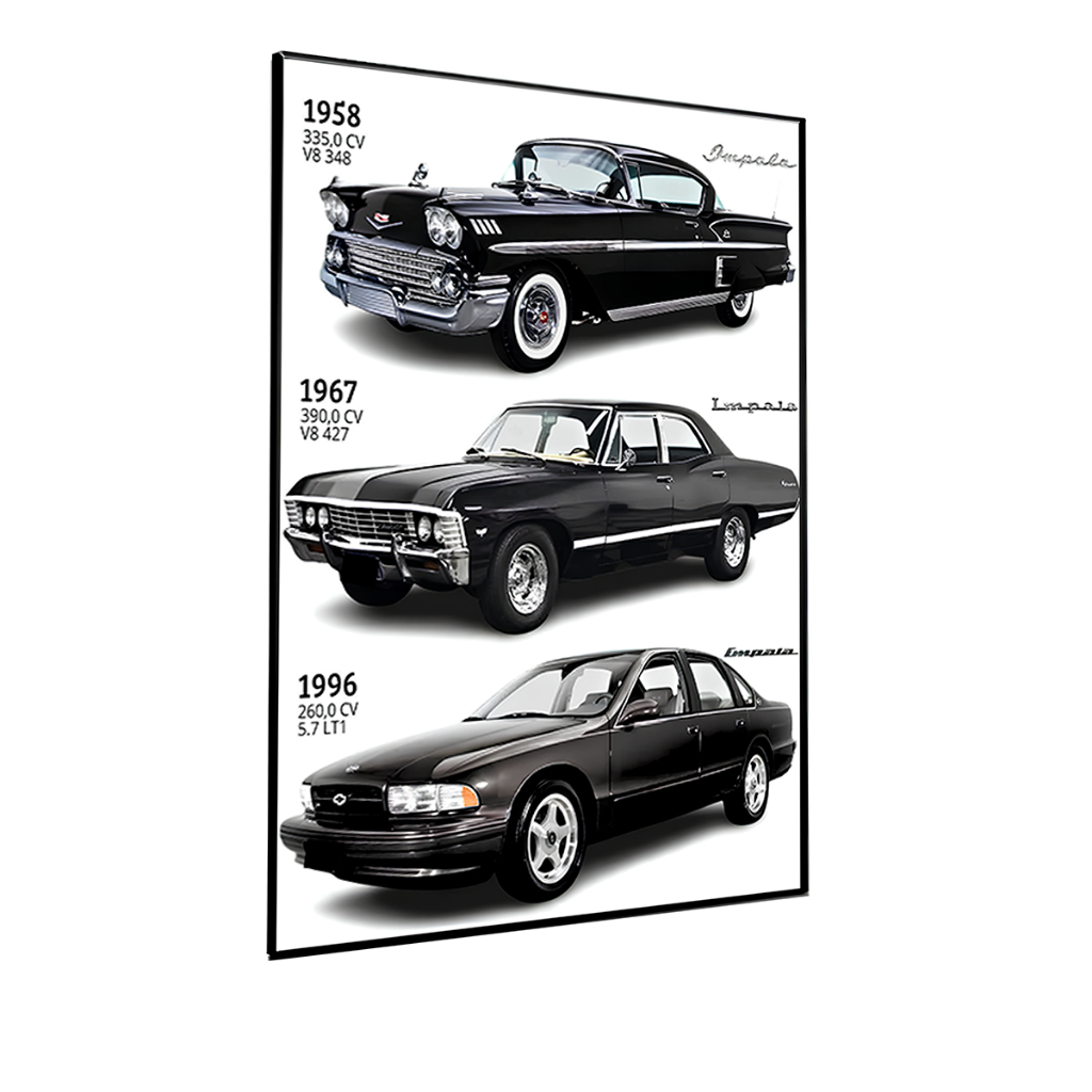 Quadro Decorativo Carro Antigo Impala 67 Relíquia Muscle Car Sala Quarto Cozinha Casa Hall