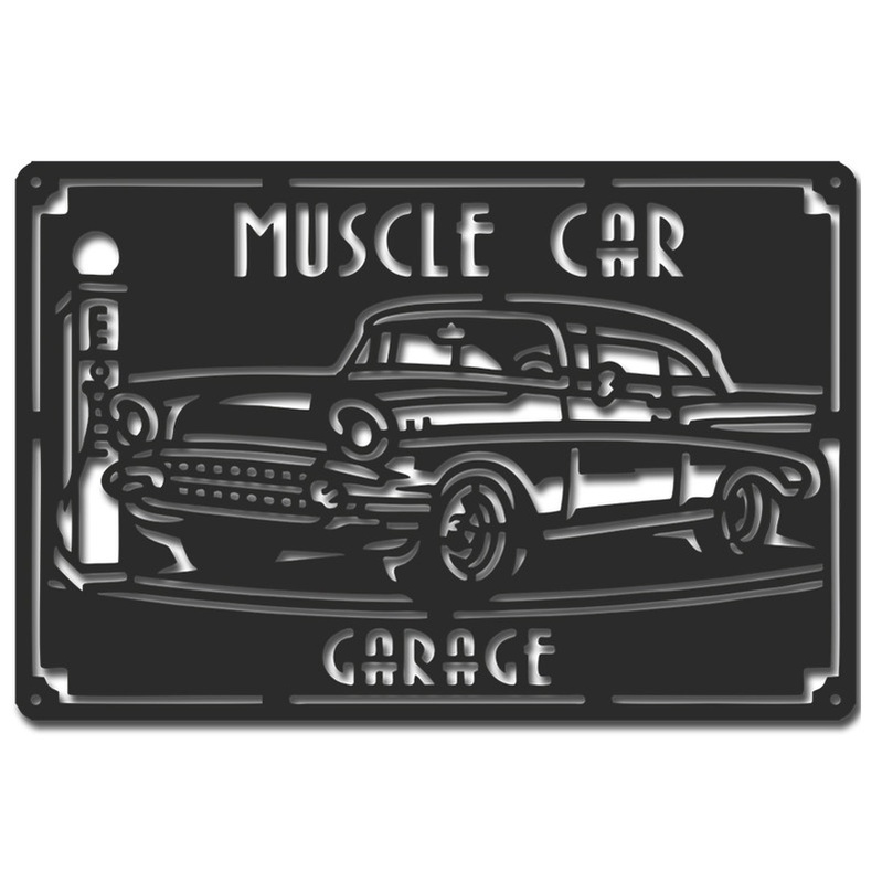 Placa decorativa carro antigo Muscle Car garagem