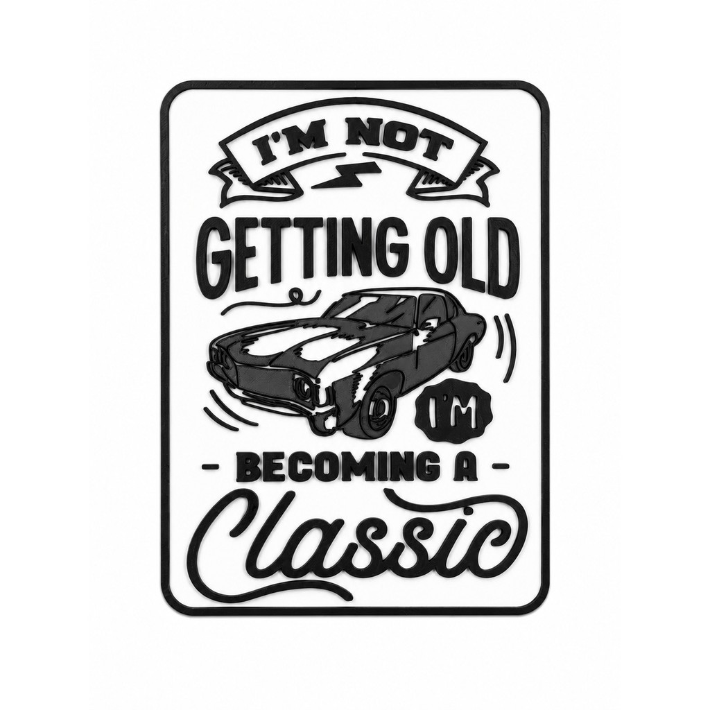 Placa Decorativa de Parede em PLA 12 x 16,8 cm Tema Muscle Car