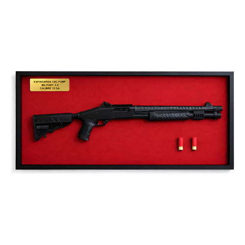 Quadro Decorativo Alto Relevo Espingarda Cbc Pump Military 3.0 Cal 12 - Decoração Moderna - 3D