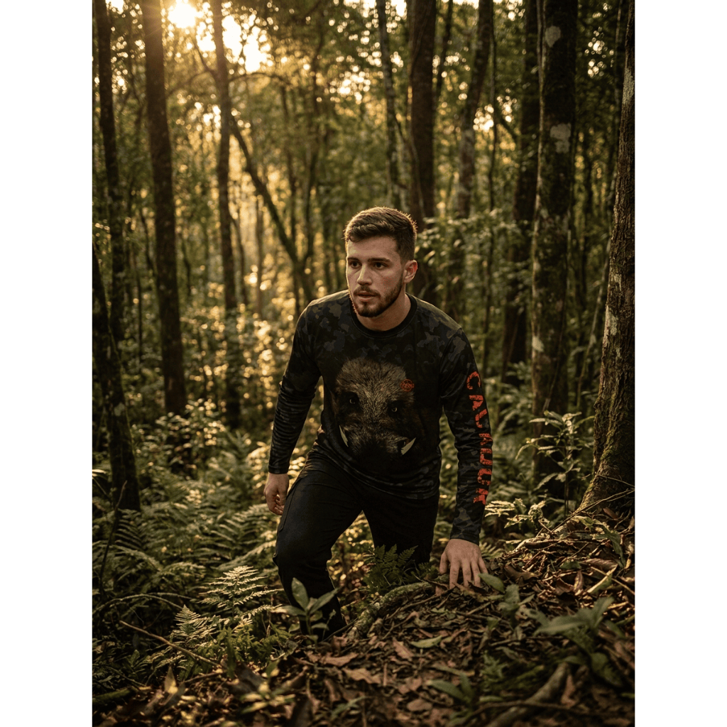 Camisa Camiseta Caça e Pesca Pqs Caçador Hunter Military Camuflado Javali Ref 05 Uv50+