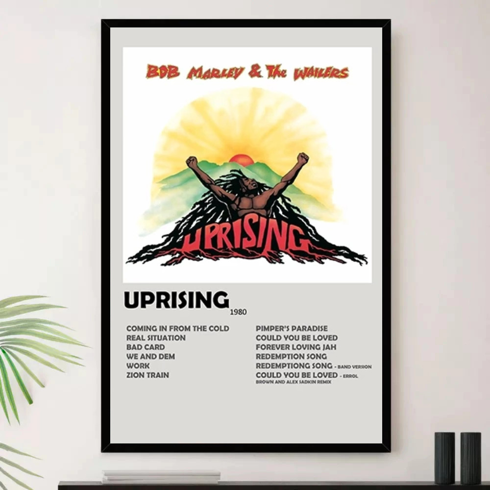 Quadro Placa Decorativa Música Internacional Bob Marley Reggae Roots Ska Álbuns com Moldura