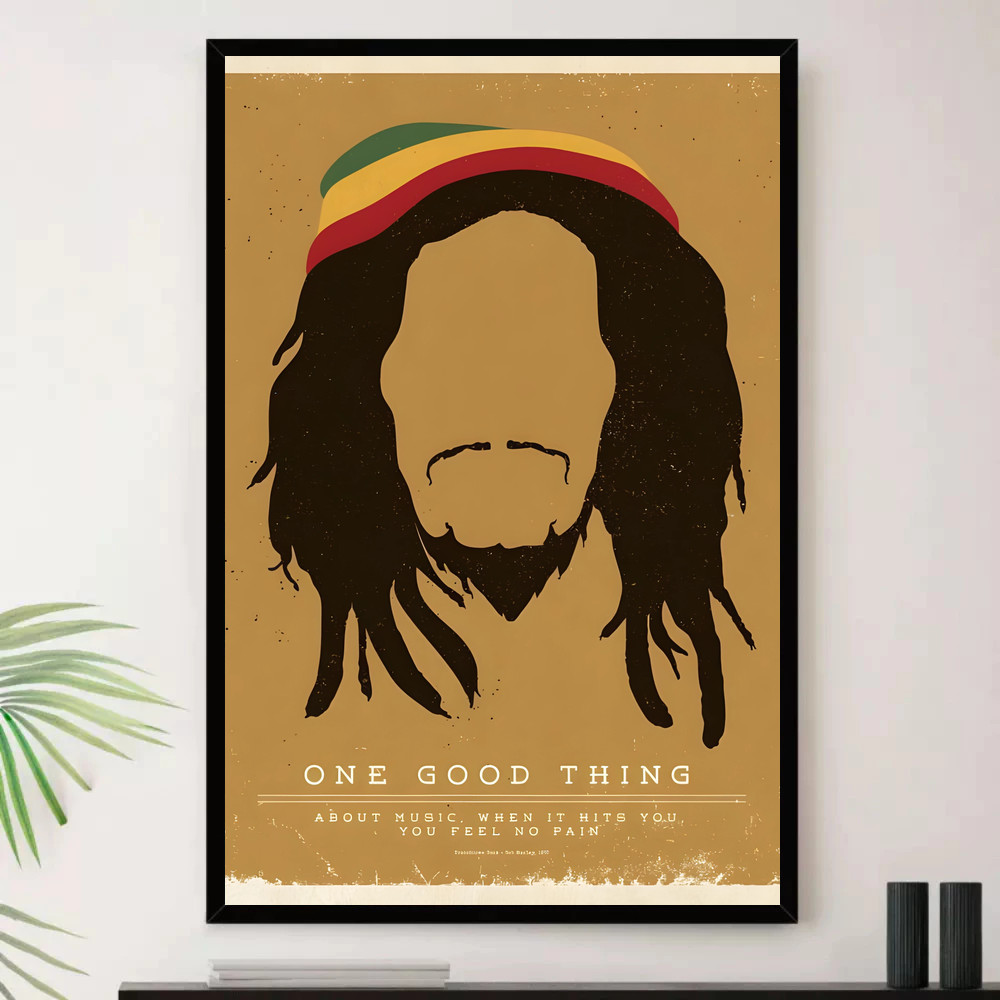 Quadro Placa Decorativa Música Internacional Bob Marley Reggae Roots Ska Álbuns com Moldura