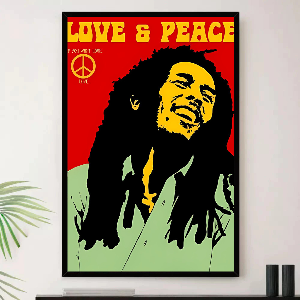 Quadro Placa Decorativa Música Internacional Bob Marley Reggae Roots Ska Álbuns com Moldura