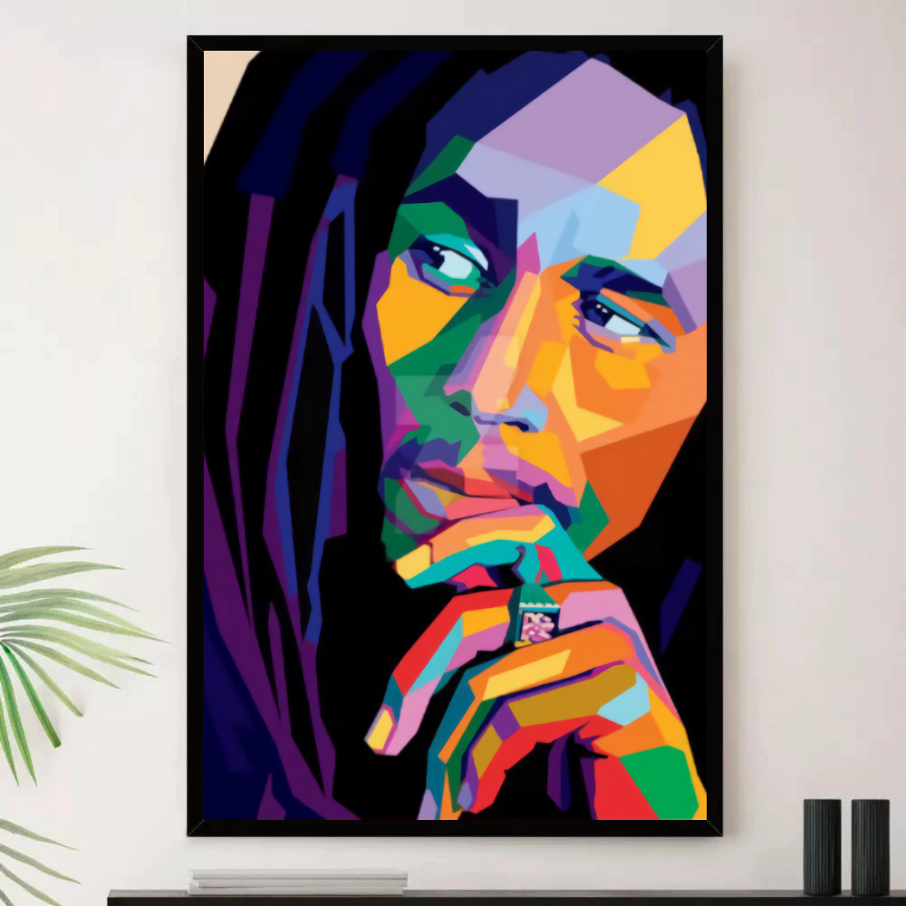 Quadro Placa Decorativa Música Internacional Bob Marley Reggae Roots Ska Álbuns com Moldura