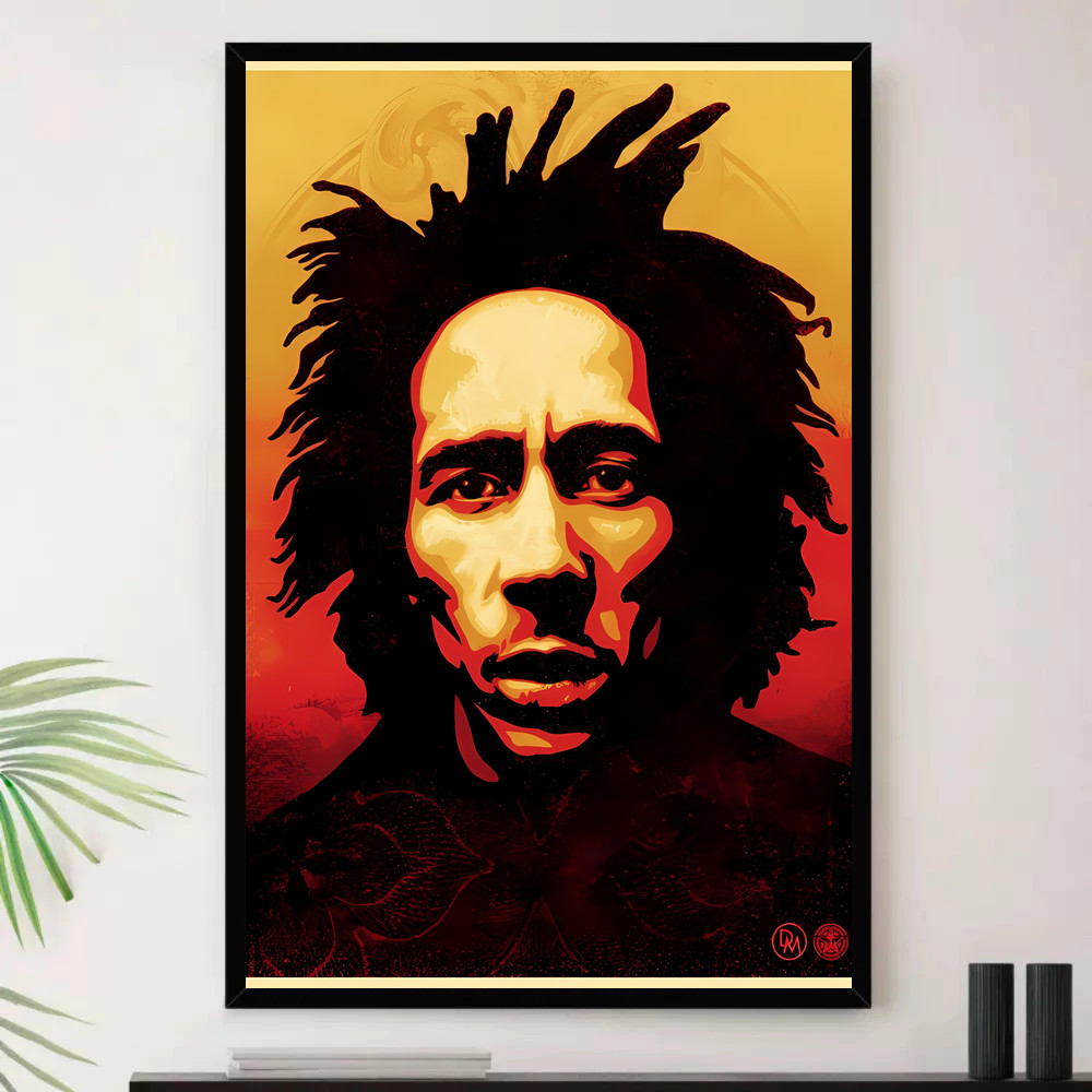 Quadro Placa Decorativa Música Internacional Bob Marley Reggae Roots Ska Álbuns com Moldura