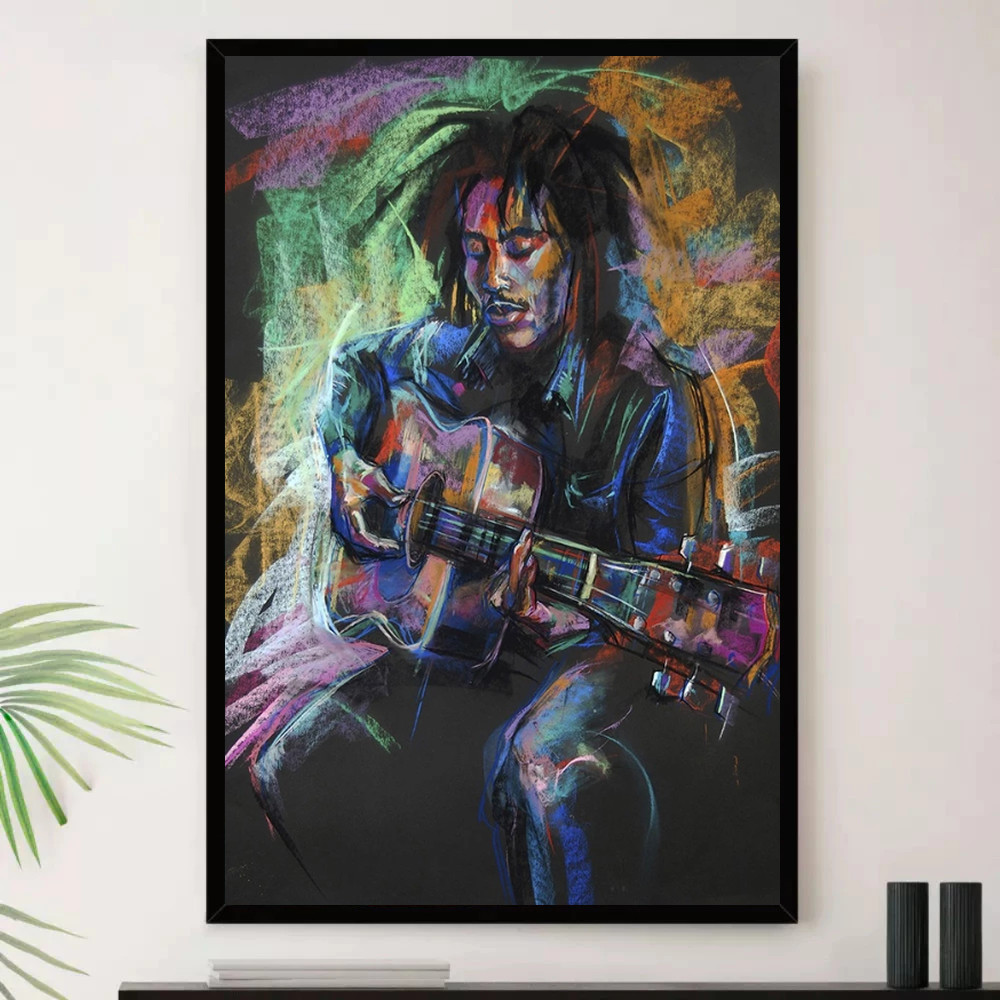 Quadro Placa Decorativa Música Internacional Bob Marley Reggae Roots Ska Álbuns com Moldura
