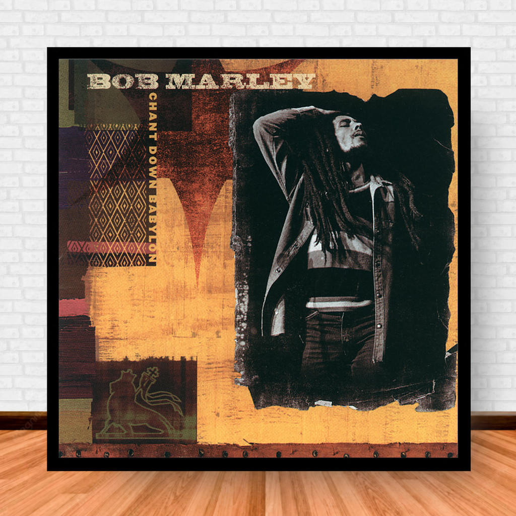 Quadro Decorativo Placa Música Álbuns Bob Marley Pop com Moldura
