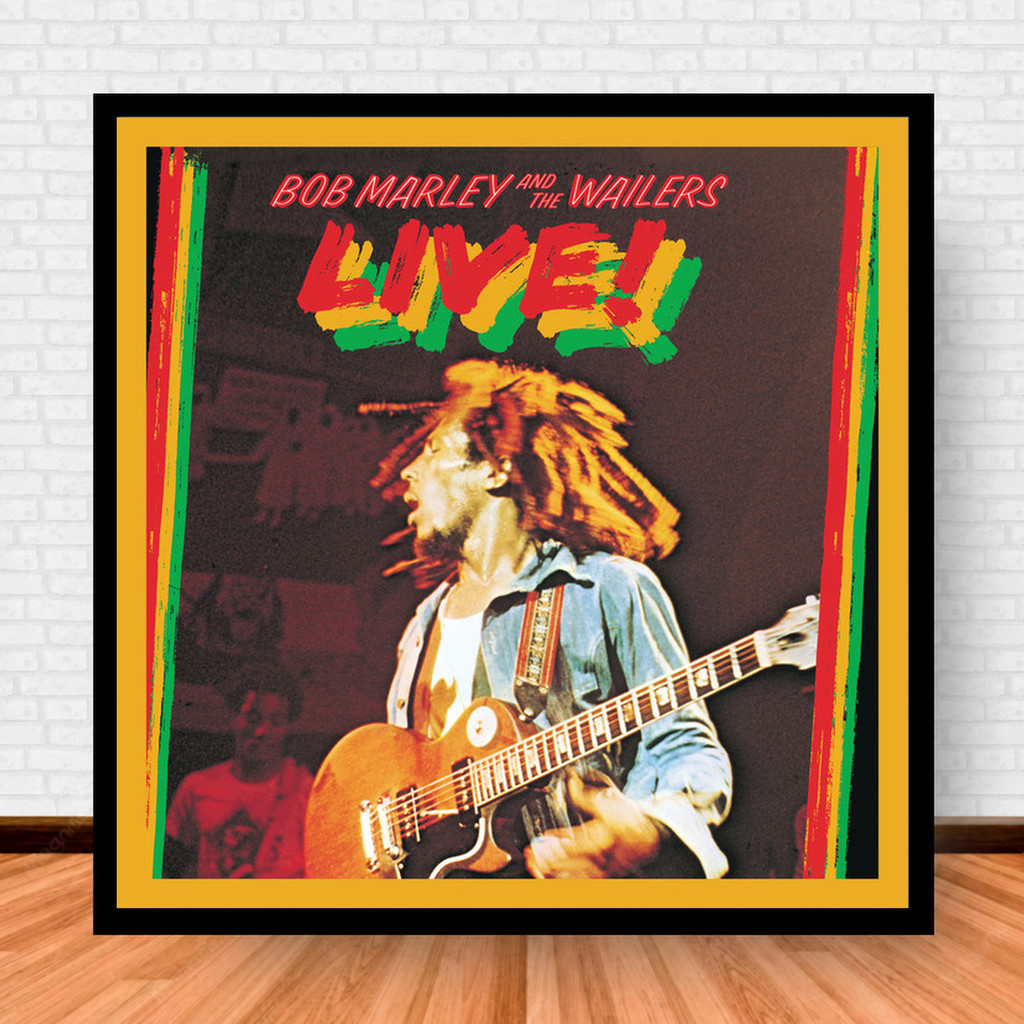 Quadro Decorativo Placa Música Álbuns Bob Marley Pop com Moldura