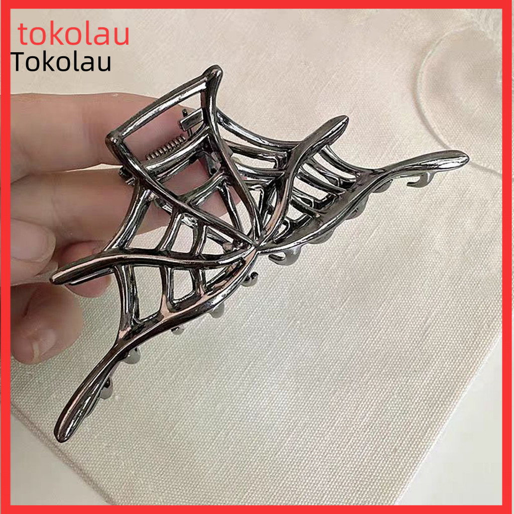 Easy to Use Hair Claw Clip Halloween Clips Set – Black Spider Web Skeleton Hand Bat Shark Shape Anti-slip Claws Stylis