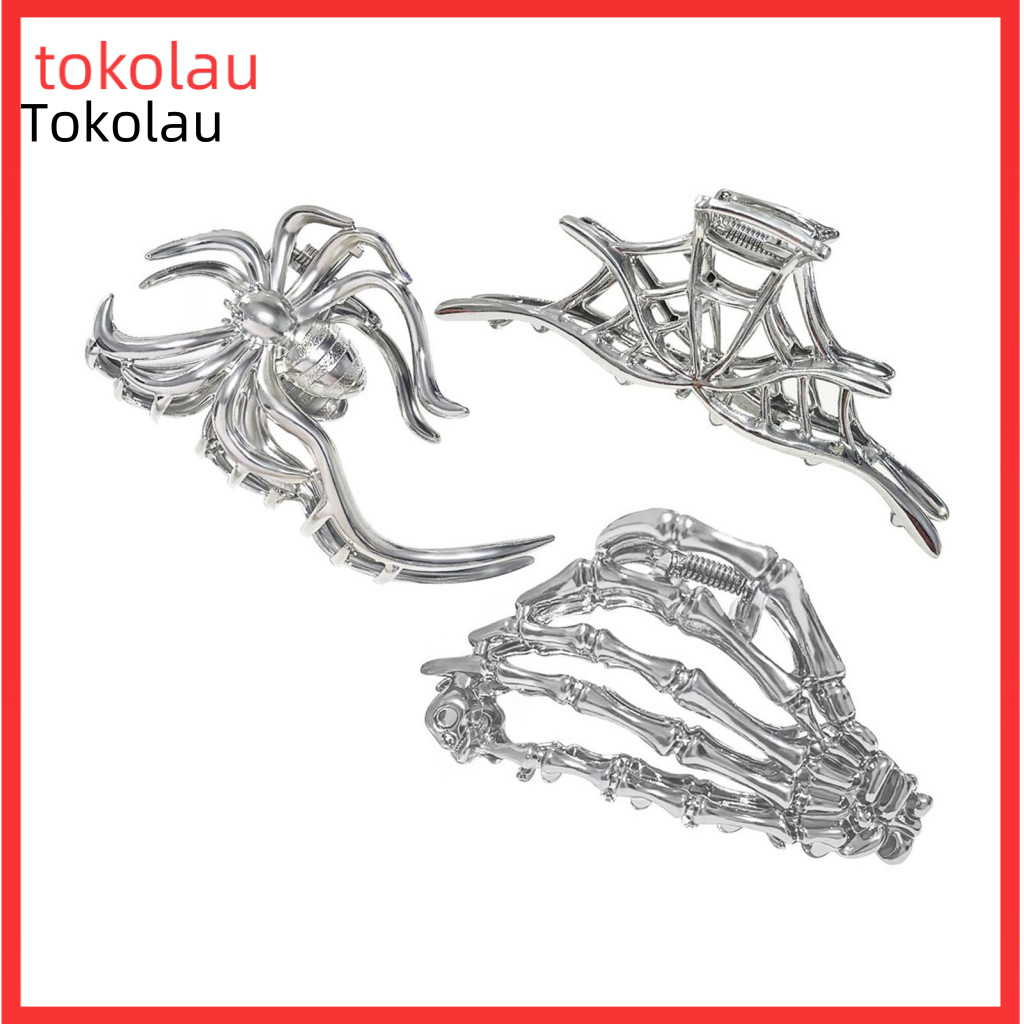 Hair Claw Clips Valentine Day Gift for Her 3pcs Women Claws Set – Spider Bat Skull Hand Shape with Anti-slip Teeth Sty