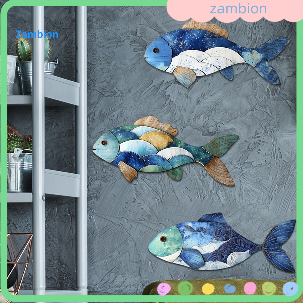 Fish-shaped Wall Decorations Wood Fish Decor 3/4pcs Wooden Set Rustic Nautical Sea Turtle Starfish Shell Sculpture Coast