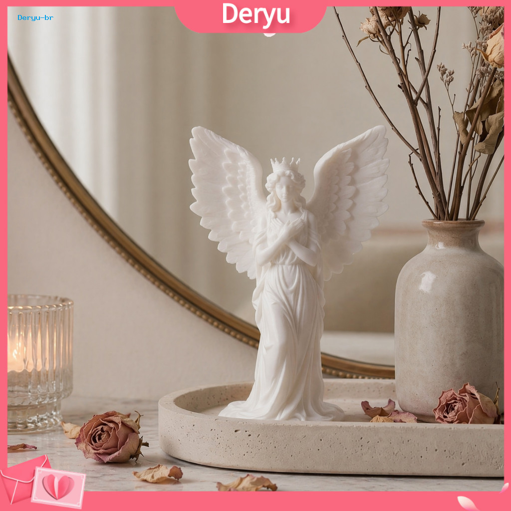Pla Angel Decor Crown Ornament 3d Printed Vintage Figurine – Winged Woman Sculpture for Home Tabletop Decoration Artis