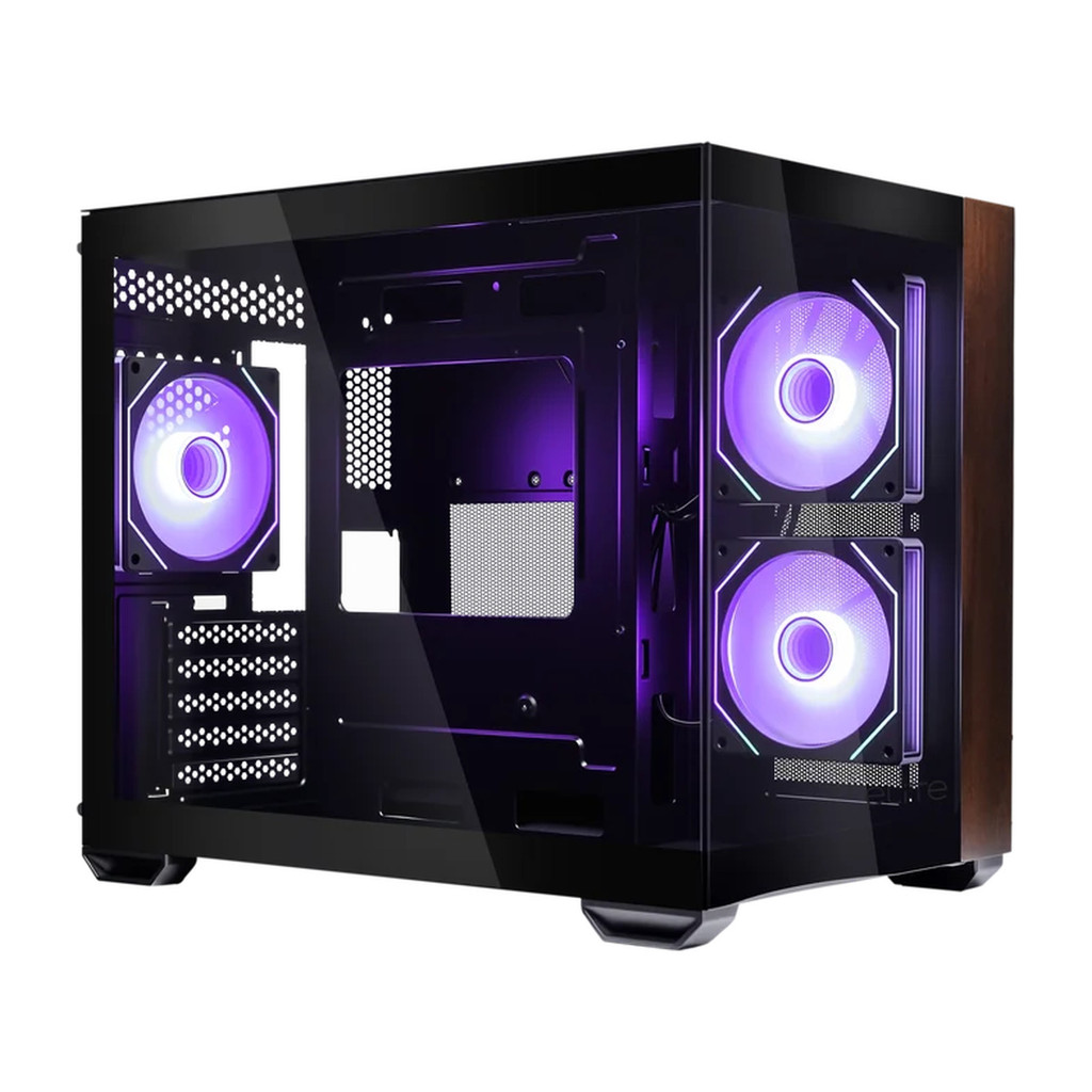 Gabinete Cooler Master Elite 481 Wood Micro-Atx Vidro Panoramico 3 Fans ARGB Preto | E481-KHNN-S00 - COOLER MASTER
