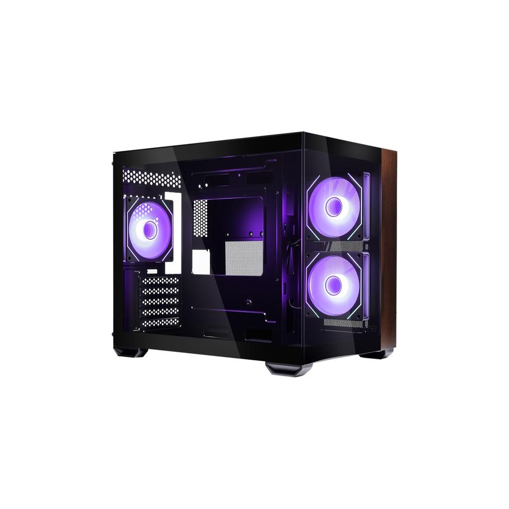 Gabinete Aquário Gamer Cooler Master Elite 481 Wood Preto Vidro Panoramico - E481-Khnn-S00