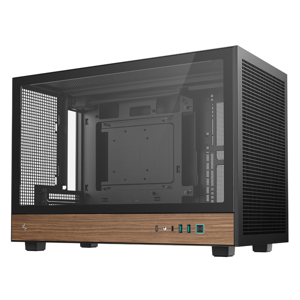 Gabinete Gamer DeepCool CH260 Wood S/Fan Micro-ATX Madeira Real USB-C Preto - R-CH260-BKNWM0-G-1