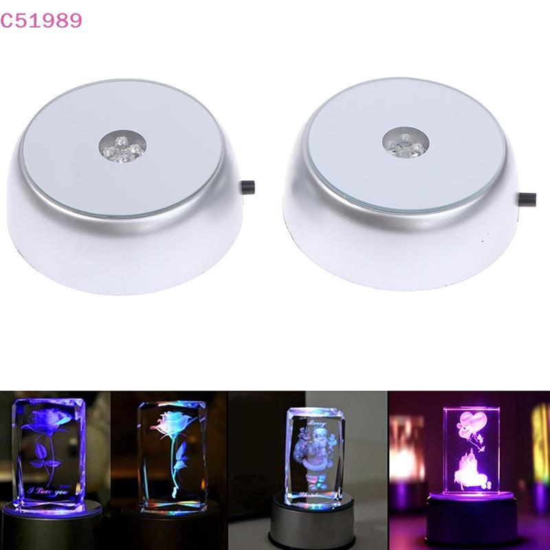 [kaan] 4 LED Base De Luz Luminosa Redonda Stand Holder Para Display De Vidro Cristal Cotail BR