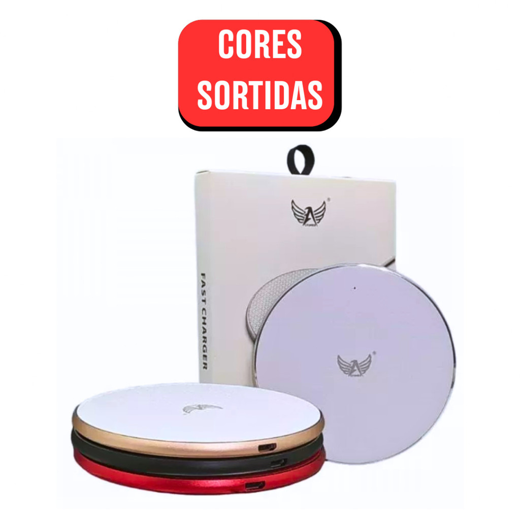 Carregador Rápido por Indução Sem Fio 15W com LED