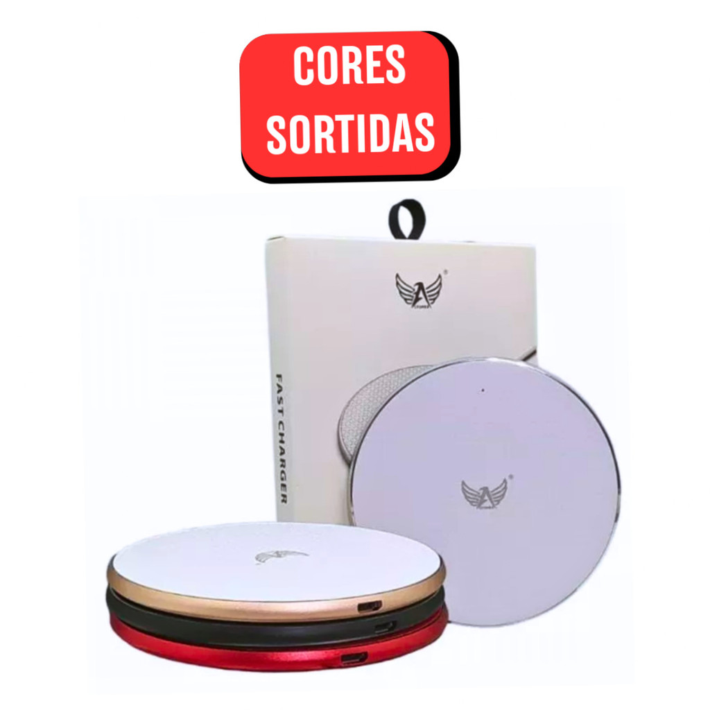 Carregador Rápido por Indução Sem Fio 15W com LED - (Cores Sortidas)