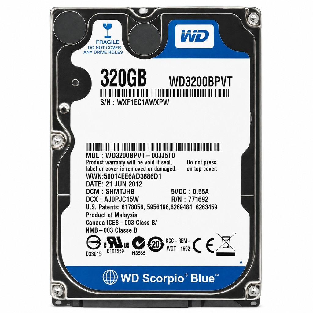 HD Western Digital Blue 320GB SATA 3Gb/s 5400RPM 2,5