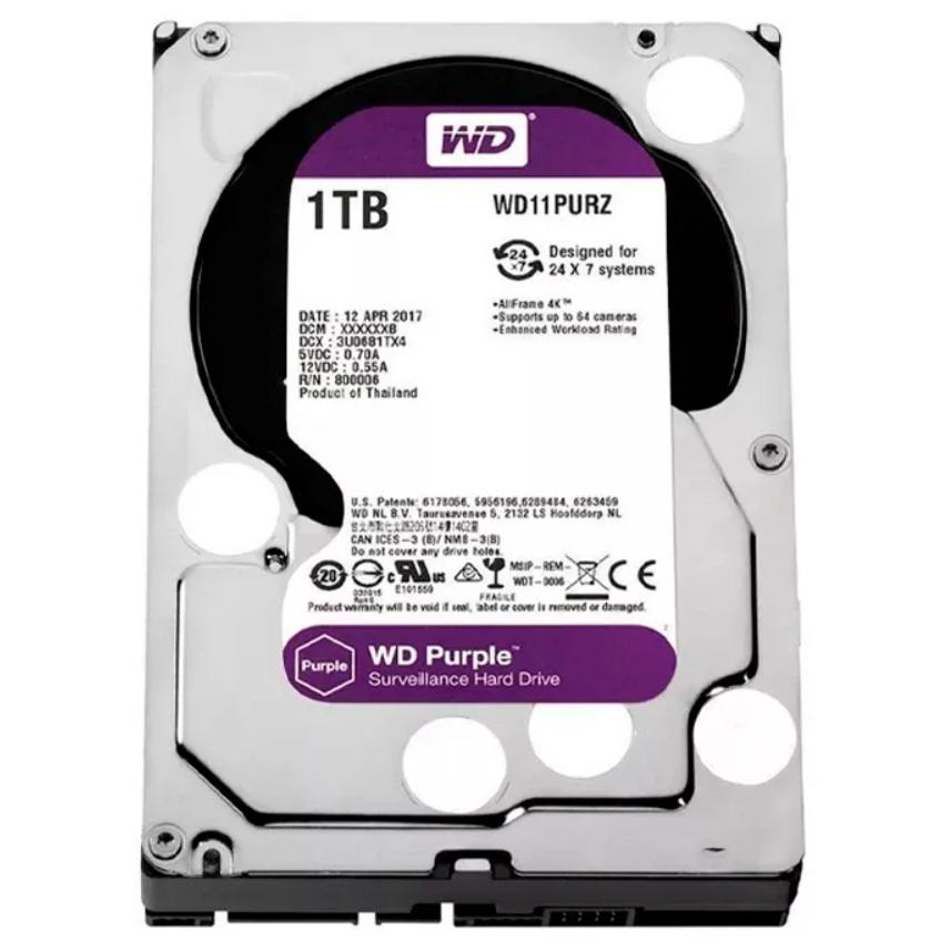HD Western Digital 1TB WD Purple Surveillance SATA 64MB Cache - WD11PURZ