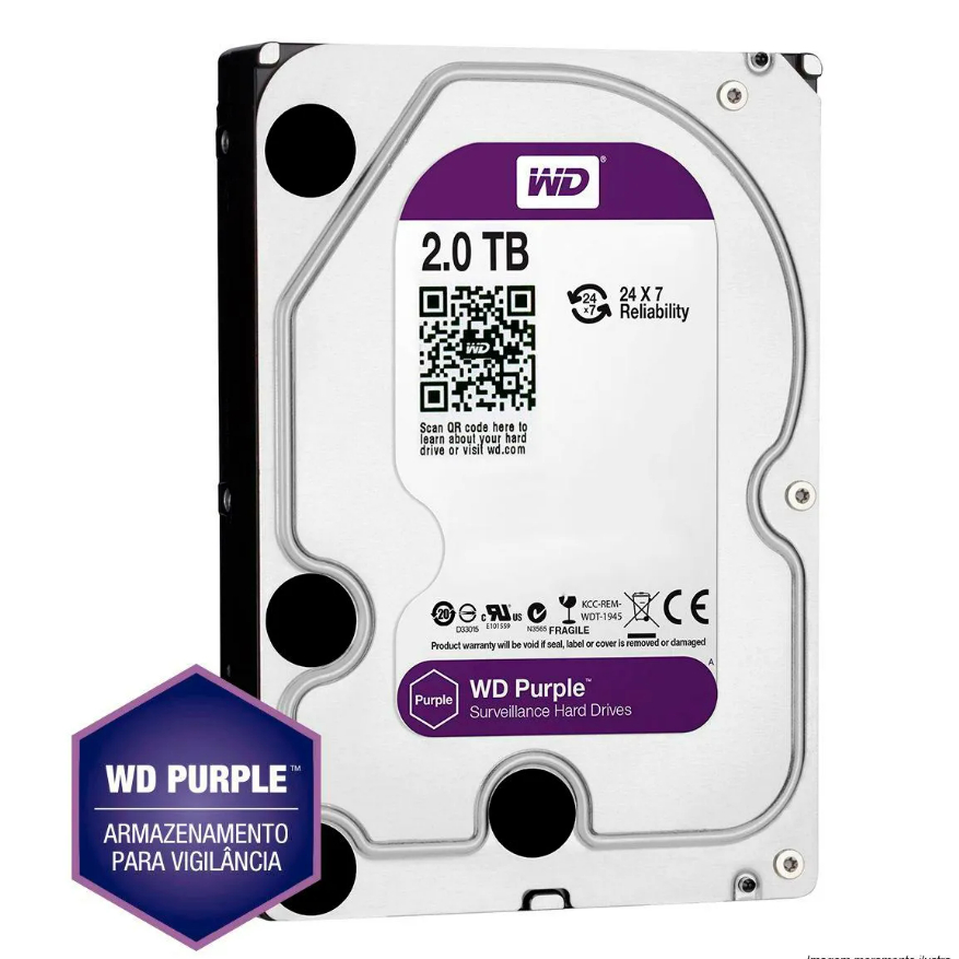 HD Western Digital 2TB WD Purple Surveillance SATA 64MB Cache - WD23PURZ