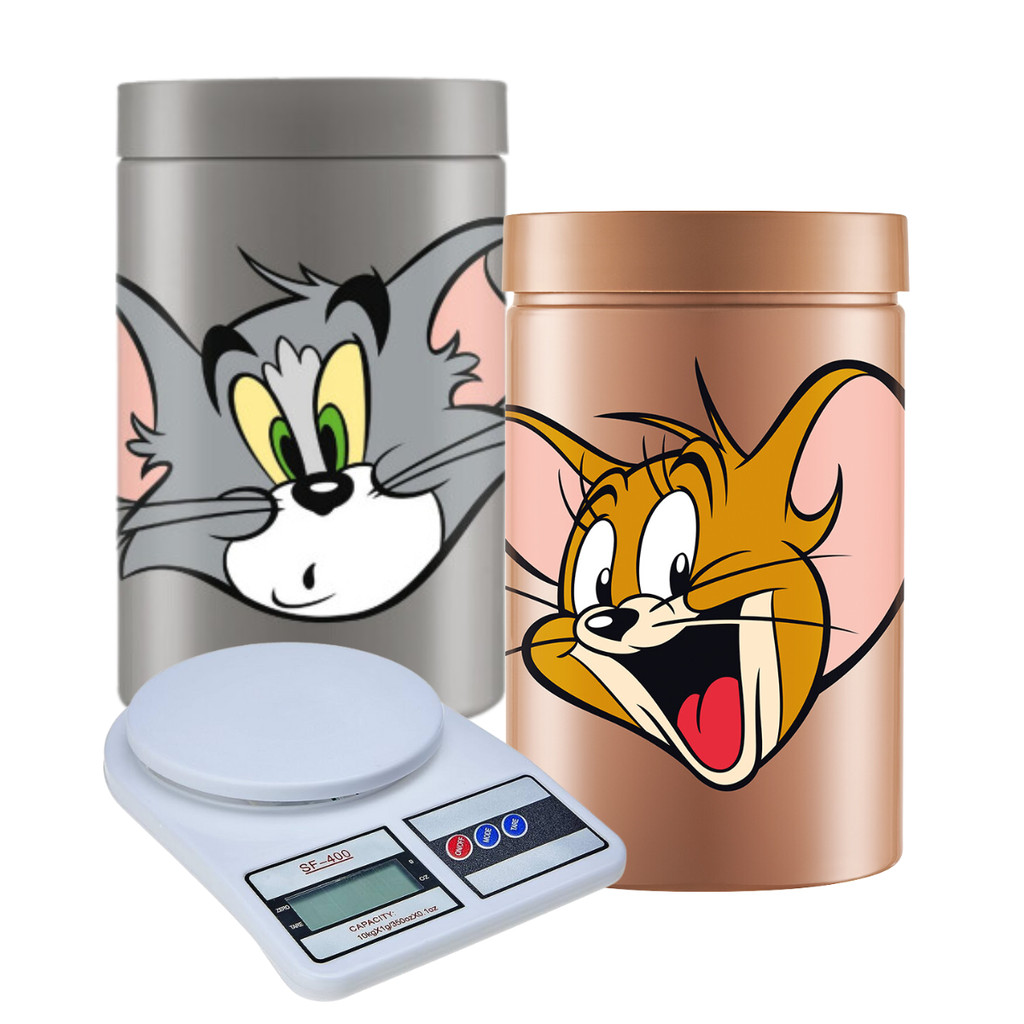Porta Mantimentos Tom e Jerry + Balança Digital De Cozinha