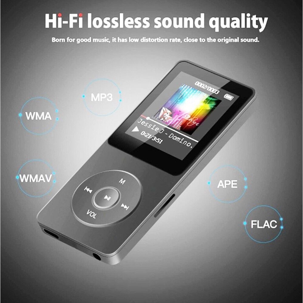 Tela de Exibição Digital Portátil MP3 Player Suporta 128GB Bluetooth MP4/MP3 Sem Perdas FM Rádio Walkman
