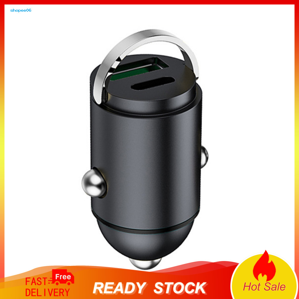 Dual Port Car Charger 120w Dual-port Usb Type-c Fast Charging Aluminum Alloy Auto Adapter for Phones Tablets – with Mo