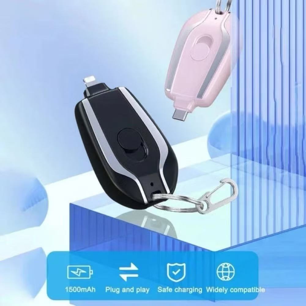 Carregador De Chaveiro Portátil | 1500mAh Ultra-Compacto Mini Pacote De Bateria Carregamento Rápido