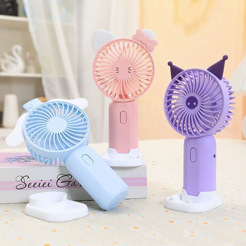 Mini Ventilador de Mão Fofa com Base usb recarregável portátil refrigeração Modelos Diversos LUCA