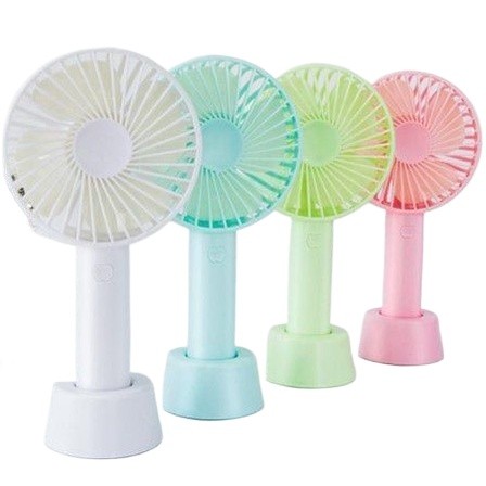 Mini Ventilador de Mão Portátil USB Recarregável Bateria Forte 3 Velocidades com Base