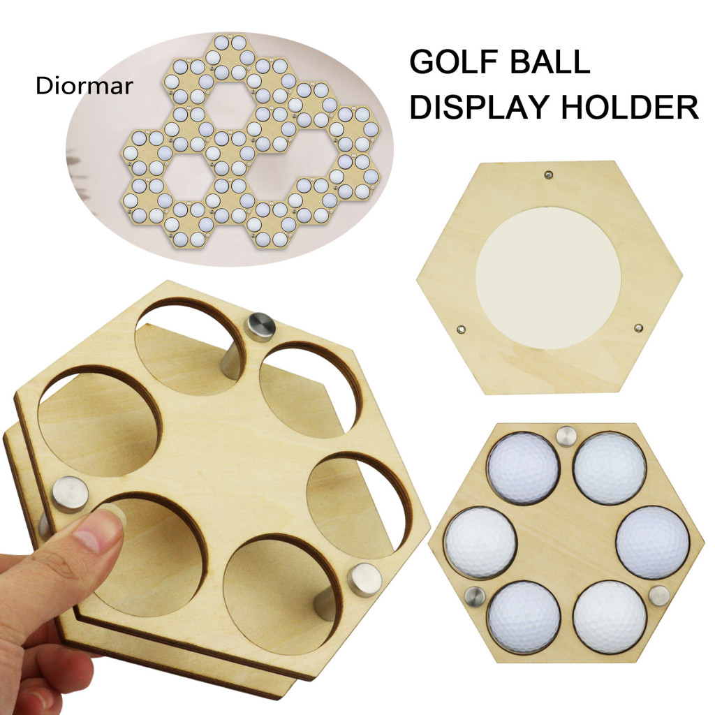 Golf Ball Collector Holder Honeycomb Wooden Display Hexagonal Wall Mount Stand for Collection Decorative Rack Gift for f