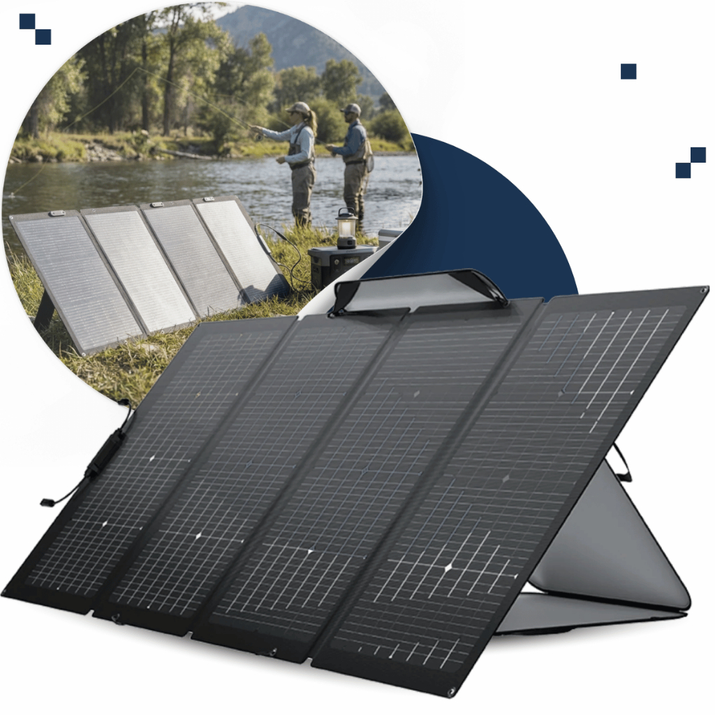 Painel Solar Portátil Ecoflow 220w Dobrável com MC4 Eficiência 25% Tecnologia Sistemas Off-Grid