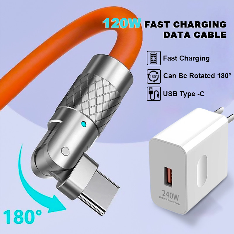 Free rotation, no entanglement, suitable for Type C/Micro USB iOS Lightning/Android/charger 240W fast charging