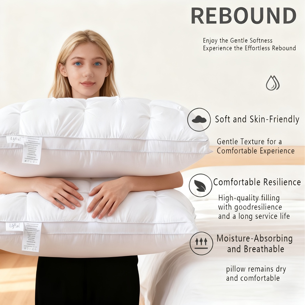 1/2/4PCS Hotel-Level Neck Support Cushion, High-Density All-Season Core with Non-Drooping Support