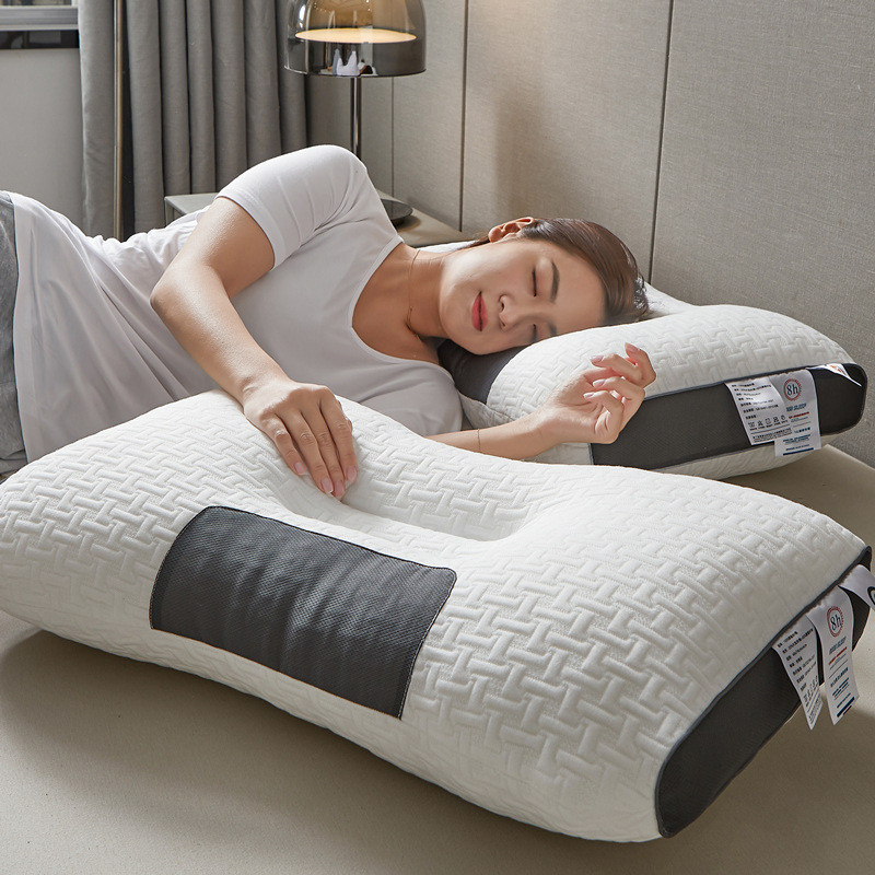 Neck support pillow for sleep aid, twisted pattern hotel bone-knit SPA pillow core for adults and students, 1 piece