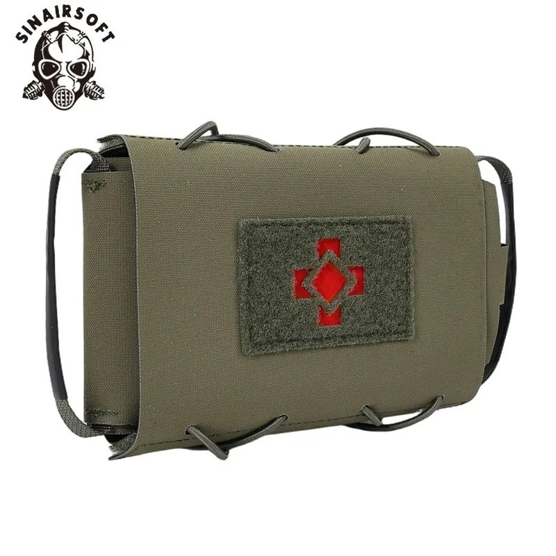 SINAIRSOFT Tactical Molle Strawak 500D Nylon Kit de primeiros socorros médicos à prova d'água com remendo cruzado vermel