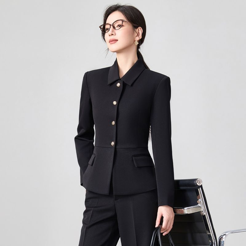 Terno preto terno feminino outono pequenos estudantes universitários prática Commuter terno Formal High-End profissional