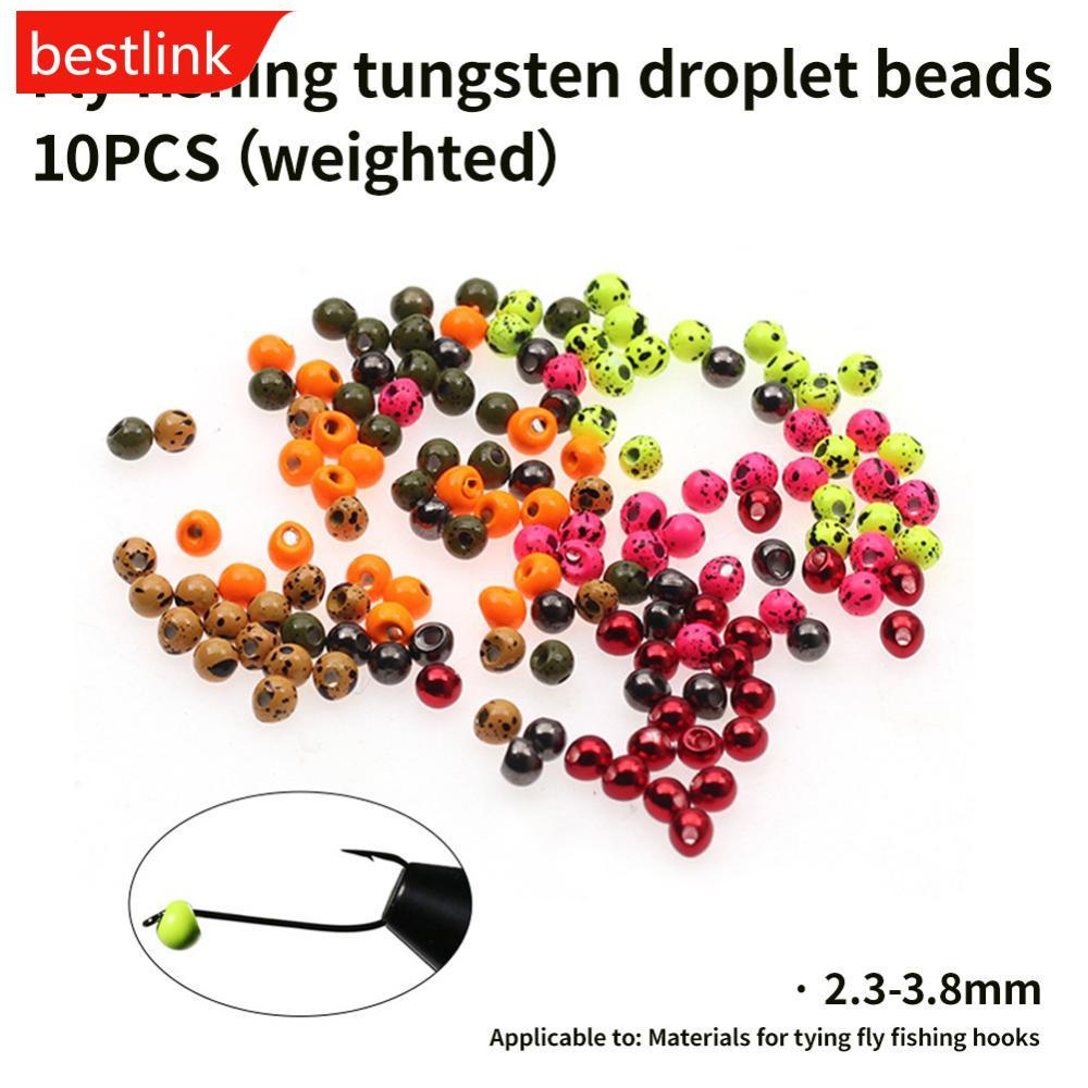 BESTLINK 10 Pcs 2.3-3.8 Mm Ganchos De Pesca Com Mosca Material De Ligação Teardrop Tungstênio Bead Head Ninfa Sinking Fl