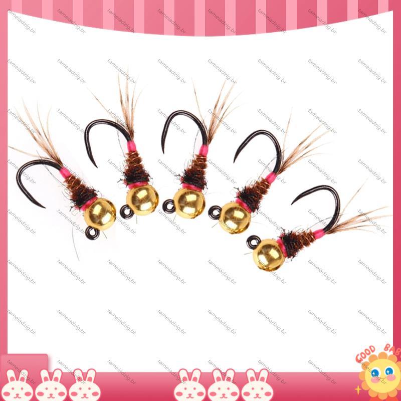 [Rápido T] 6pcs Bead Head Jig Euro Ninfa Iscas De Pesca Com Mosca Truta Greyling Panfish Insetos