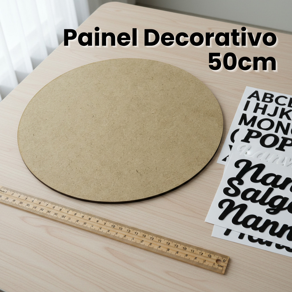 Painel Redondo MDF 50cm Cru – Base Decorativa para Festa, Artesanato e Personalização
