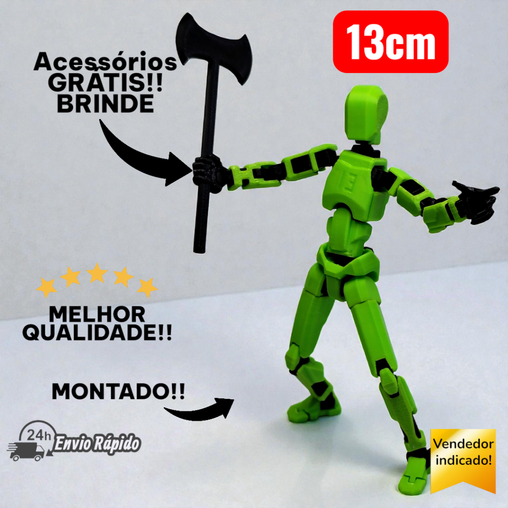 Kit 5x Boneco de Ação Articulado Dummy 13cm BRINDE Armas acessórios