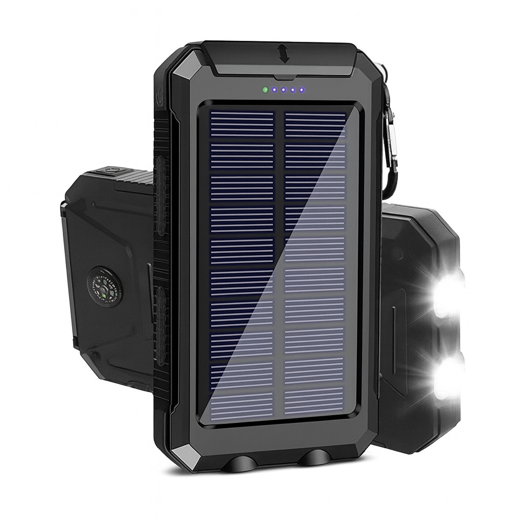 Carregador Portátil Solar Power Bank Solar Usb Preto