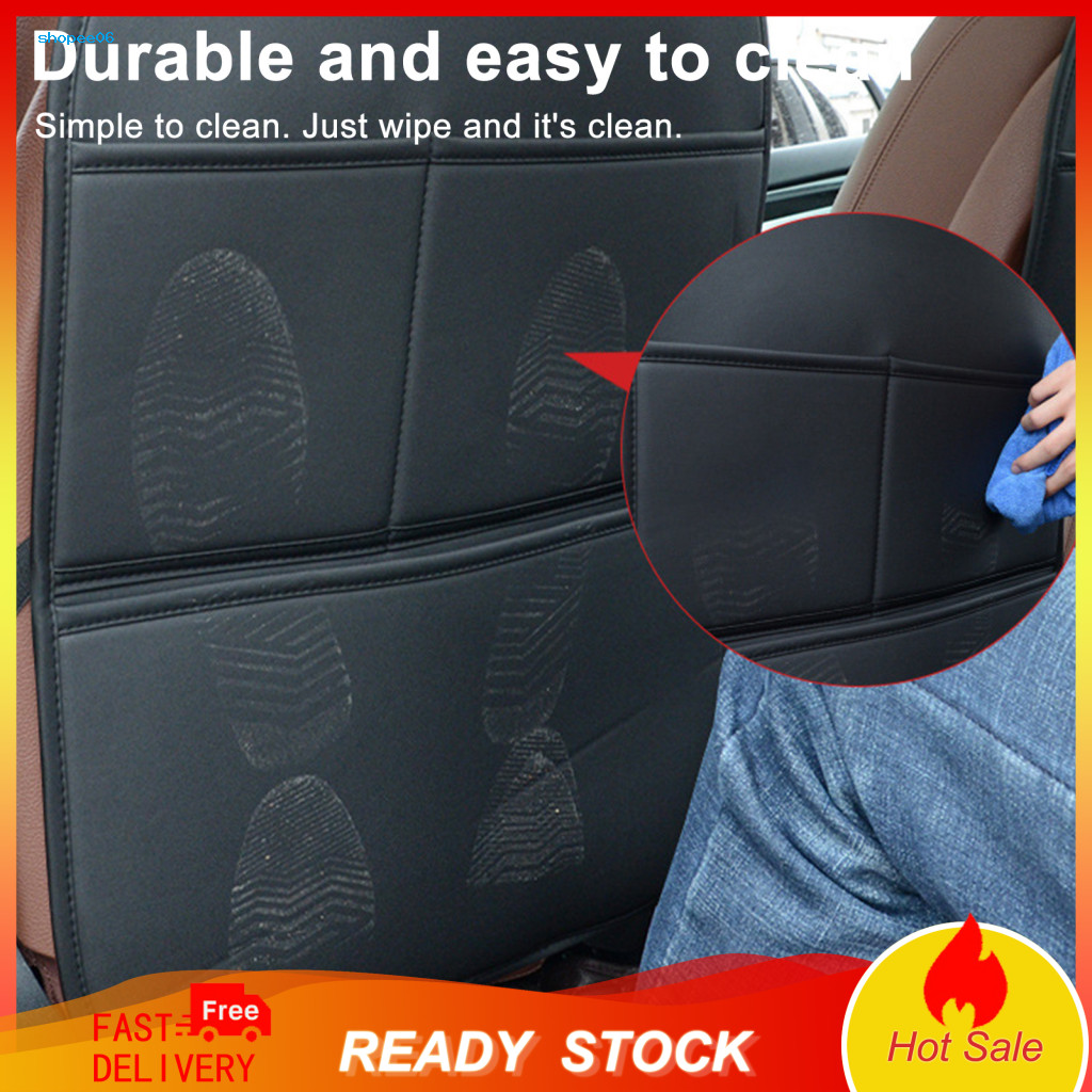 Wear-resistant Car Seat Protector 1 or 2 Pcs Back Waterproof Faux Leather Kick Mat with Storage Pockets Front Organizer