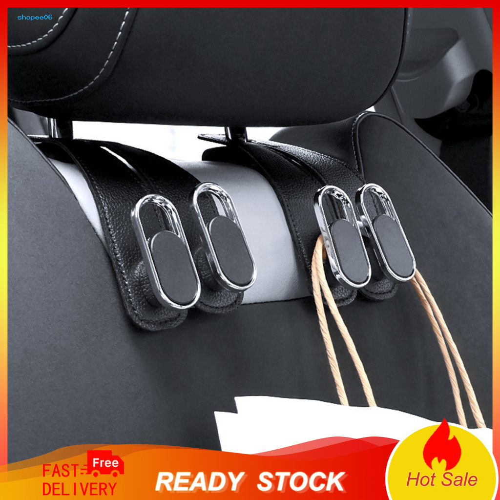 Portable Auto Hooks Back Seat Organizers Universal Car Hook Hanger Foldable Faux Leather Backseat Organizer for Hanging