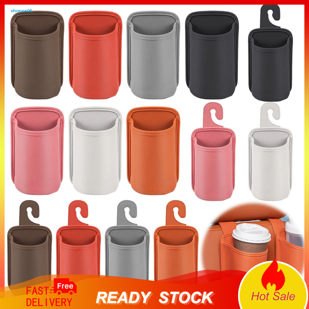 Vehicle Side Storage Bag Car Accessory for Drinks Faux Leather Door Cup Holder Wide-mouth Clip Drink for Back Seat Headr