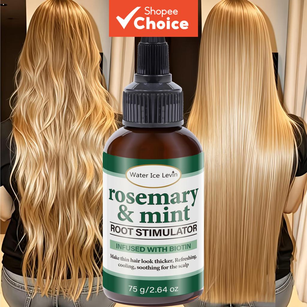 Water Ice Levin Rosemary & Mint Root Stimulator 75g/2.64oz, Infundido com Biotina, Refrescante de Resfriamento para o