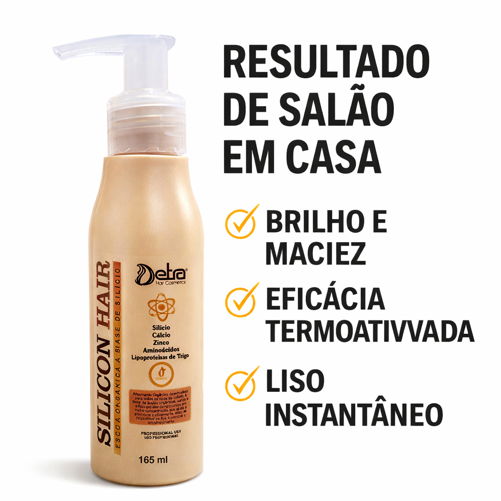 Escova Progressiva Silicon Hair sem Formol 165ml Aplicação Única Detra Alisamento Capilar