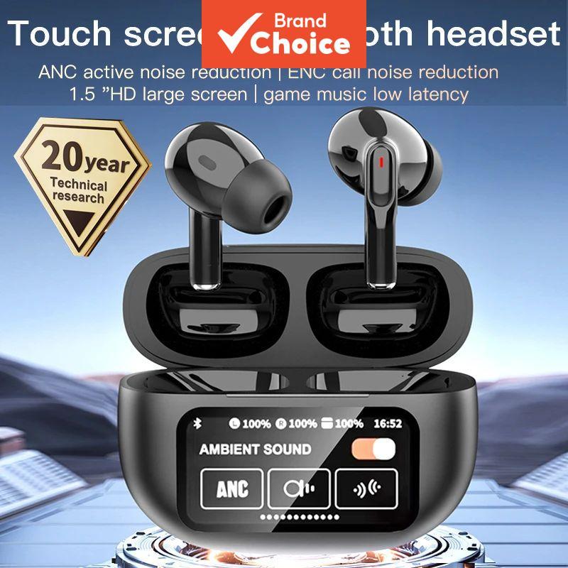 2 peças de fones de ouvido in-ear A9 Plus TWS HIFI com cancelamento de ruído ANC, som premium de graves potente, tela